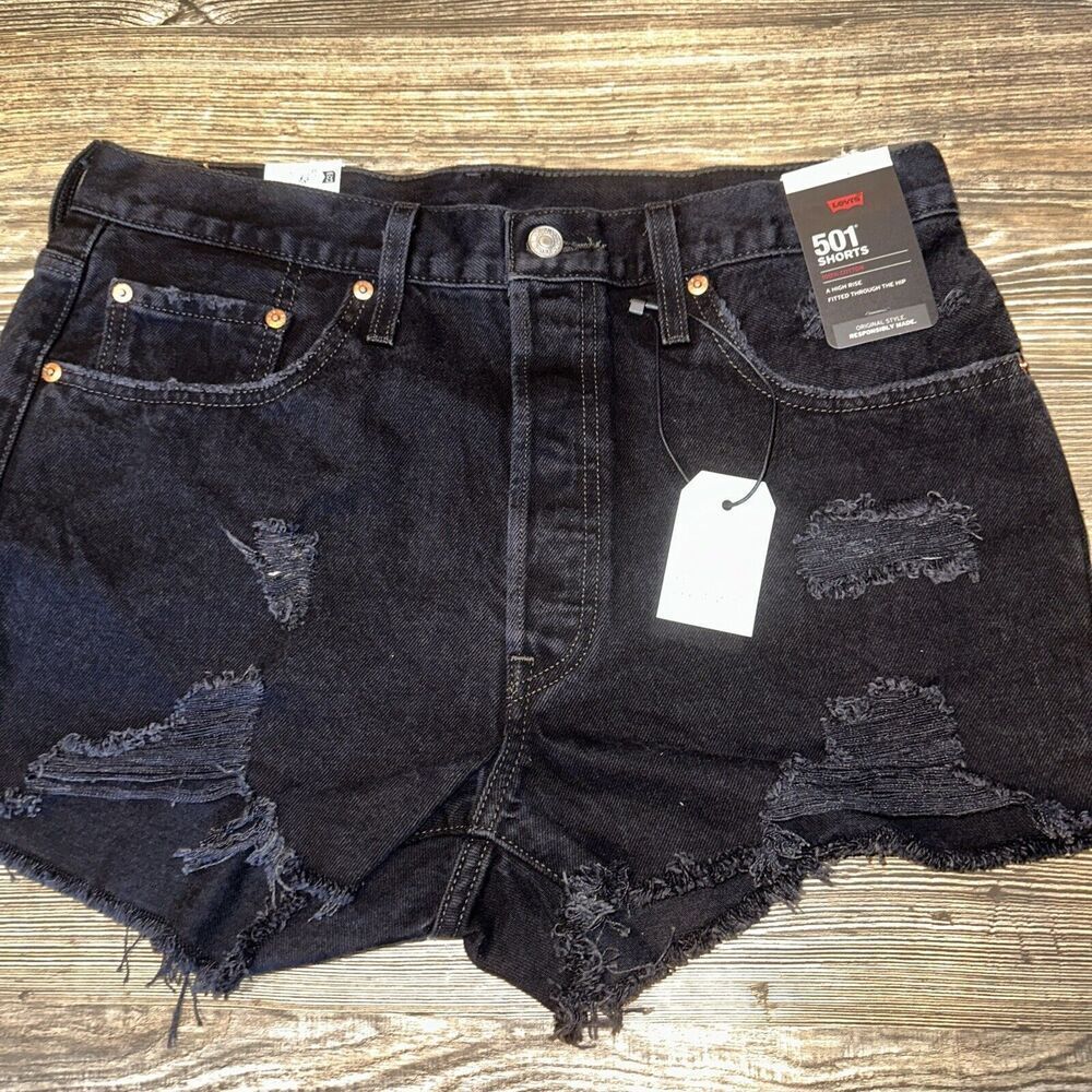 Levi’s 501 High Rise Women’s Denim Jean Shorts Stowaway Black Size 29. NWT. 7/5 - Picture 3 of 7